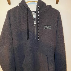 Victorias Secret VS Pink Charcoal Gray Quarter Zip Sherpa Size XS